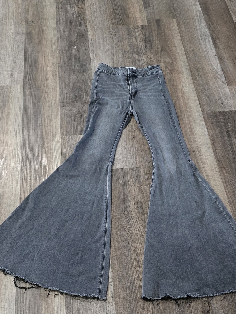 Free People Charcoal Wide-Leg Flare Jeans